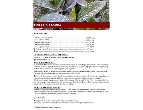 CULTIVERS Tierra de Diatomeas 25 kg Molienda. 100% Natural y Ecológico. Grado alimenticio E55IC. No Calcinada de alta pureza, sin tratamientos ni residuos.
