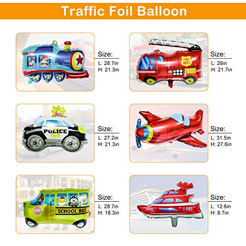 Cumpleaños Decoraciones, 60 Piezas Transporte Tema de Suministro de Fiesta-40 Globos de Látex,6 Globos de Aluminiopara Niño Cumpleaños