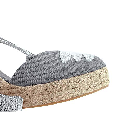 Cuña de Esparto Cintas Corazón Plataforma Yute (Gris, Numeric_38)