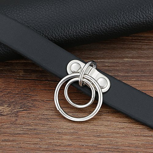 Cupimatch Choker Gargantilla Punk Collar Mujer Calavera Colgante Pluma Gótico Cuero Joyería de Moda Ajustable Regalo San Valentin Mujer Hombre (Círculo)