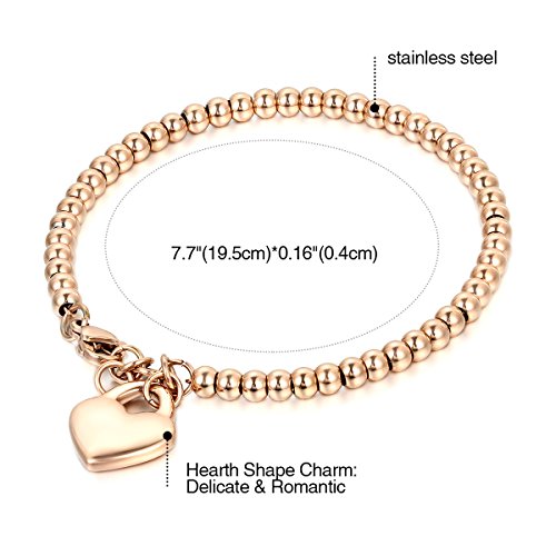 Cupimatch Pulsera Mujer Tous Mujer Oro Rosa Joyeria Corazón Acero Inoxidable Brazalete Hipoalergénico Regalo San Valentin Joyería Aniversario Enchapada en Oro Rosa (Oro Rosa)