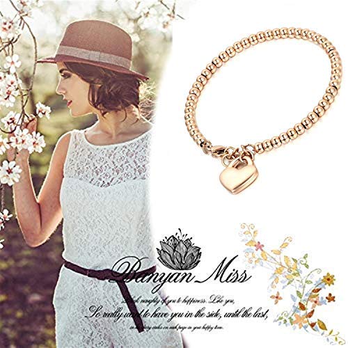 Cupimatch Pulsera Mujer Tous Mujer Oro Rosa Joyeria Corazón Acero Inoxidable Brazalete Hipoalergénico Regalo San Valentin Joyería Aniversario Enchapada en Oro Rosa (Oro Rosa)