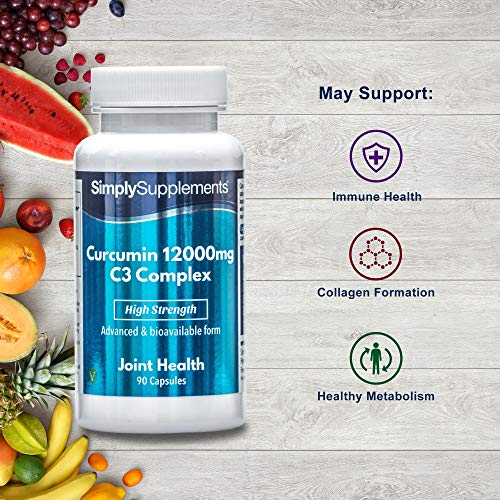 Cúrcuma complex 12000mg - ¡Bote para 3 meses! - Apto para veganos - 90 cápsulas - SimplySupplements