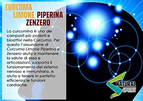 CURCUMA | PIPERINA | JENGIBRE | LIMON | VITAMINA C | 130 PASTILLAS 500 MG | PRODUCTO ITALIANO 100% NATURAL | ANTI-INFLAMATORIO NATURAL