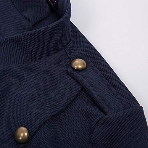 Curlbiuty Abrigo de cuello alto, estilo retro, para mujer azul marino S