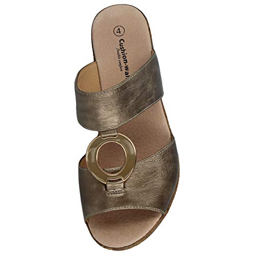 Cushion Walk - Sandalias de tacón de cuña con forro de cuero para mujer, talla 3-8, color Plateado, talla 41 EU