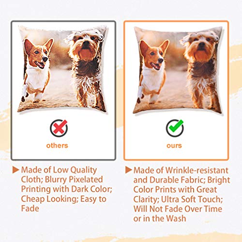 Custom4U Personalizada Funda para Cojines con Foto y Texto Personal 100% Poliéster Impresión Total Protector de Almohadillas sin Relleno Forma Cuadrada 35 * 35CM