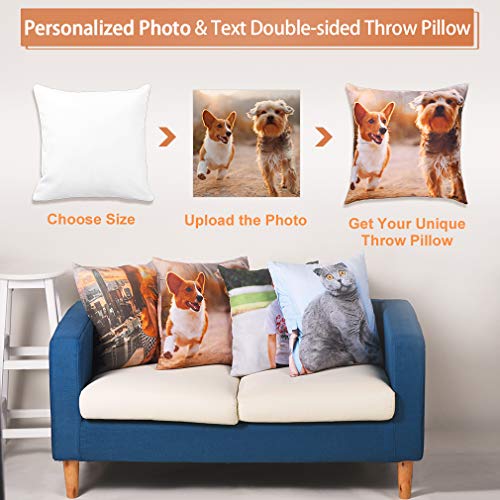 Custom4U Personalizada Funda para Cojines con Foto y Texto Personal 100% Poliéster Impresión Total Protector de Almohadillas sin Relleno Forma Cuadrada 35 * 35CM