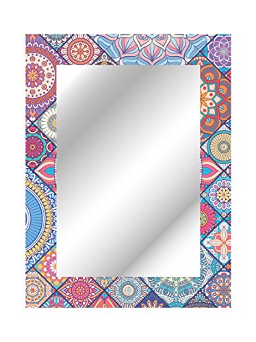 CustomGlass Espejo Rectangular de Pared Modelo Maguncia de 80 x 60 cm con decoración Personalizado Estilo Retro rústico clásico Moderno para baño vestidor tocador habitación DIY Luces Dorado Plateado