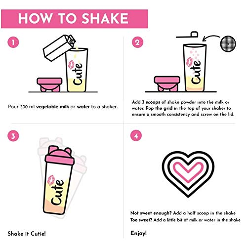 Cute Nutrition Batido de Proteínas Vegano Sabor Fresa Sin Gluten Apoya la Pérdida de Peso Apto Para Vegetarianos y Veganos Bote de 600g sin OGM