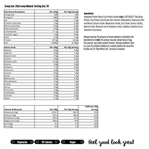 Cute Nutrition Batido de Proteínas Vegano Sabor Fresa Sin Gluten Apoya la Pérdida de Peso Apto Para Vegetarianos y Veganos Bote de 600g sin OGM