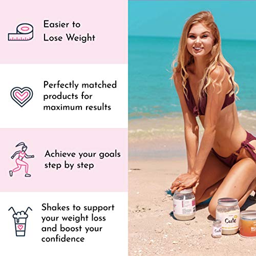 Cute Nutrition Batido Sustitutivo de Comida de Chocolate con Coctelera y Cápsulas CLA Control de la Pérdida de Peso Bebida en Polvo Para Mujeres