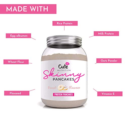 Cute Nutrition Mezcla en polvo para panqueques sabor dona para pérdida y mantenimiento de peso 500 tubos Alto contenido de proteína bajo en grasa sin OGM
