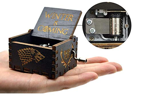 Cuzit Juego de Tronos Movie Tema Caja de Música Madera Grabado Mano Juguete Músico Invierno es un Gran Regalo para los Fans del Golf, Marido, Amigo, Padre y Padre Hombre Negro