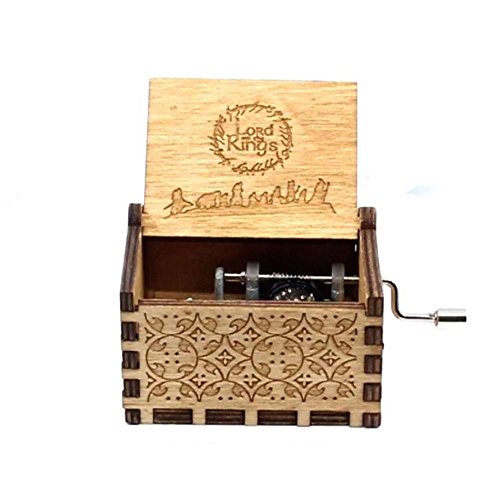 Cuzit The Lord of The Rings Movie Thème Boîte à Musique en Bois gravé à manivelle Peluche Musicale