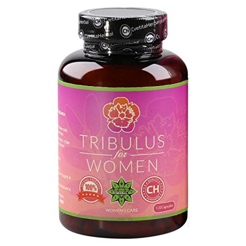 Cvetita Herbal,Tribulus para mujeres,120 Cápsulas Tribulus Terrestris búlgaro combinado con Maca Root y Siberian Ginseng Panax,Funcionamiento adecuado del sistema hormonal (120 cápsulas)