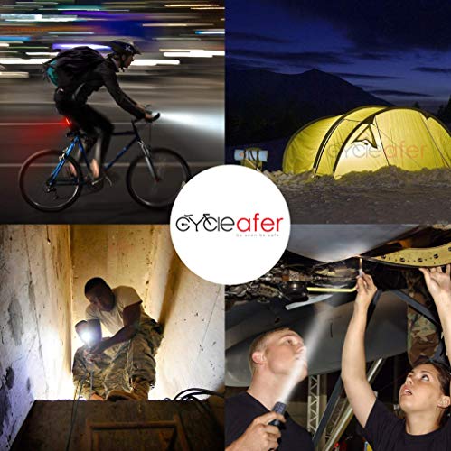 Cycleafer® Luz Bicicleta Recargable USB, GARANTÍA DE 3 años Linterna Bicicleta con Luz Bicicleta Delantera, y Luz Trasera Bicicleta, Luz LED Bicicleta para Carretera y Montaña