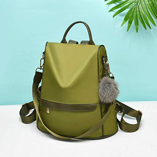 CySILI Mochila ligera y Elegante para mujer [Resistente al agua] de nailon o piel sintética [Antirrobo] para viajes [12,6 * 5,5 * 12,6 pulgadas-Verde]