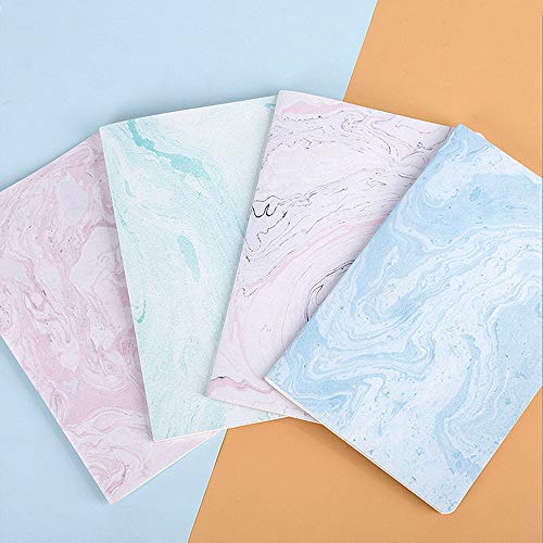 Czemo Pack de 4 Cuaderno A5 Libretas Bonitos Bloc de Notas Cuaderno de Notas Tapa Blanda Cubierta de Kraft Diario de Viaje Pequeña Diarios (Mármol)