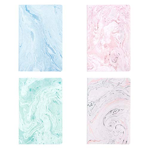 Czemo Pack de 4 Cuaderno A5 Libretas Bonitos Bloc de Notas Cuaderno de Notas Tapa Blanda Cubierta de Kraft Diario de Viaje Pequeña Diarios (Mármol)