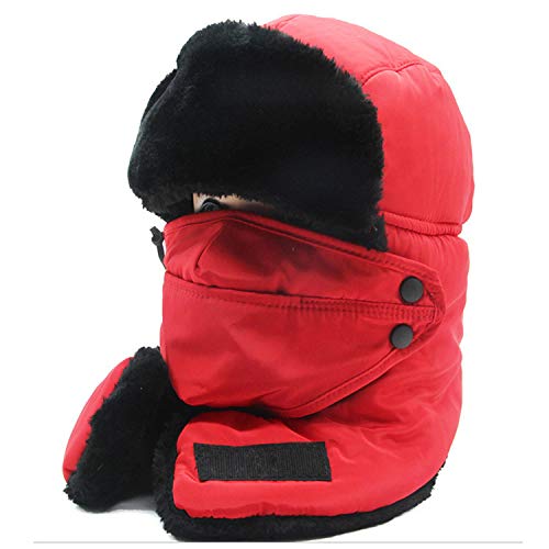 Czemo Sombrero de Invierno Sombrero a Prueba de Viento Sombrero de Esquí Aire Libre Esquí Bicicleta Ciclismo a Prueba de Viento Caliente Unisexo (Rojo)