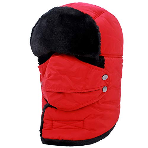 Czemo Sombrero de Invierno Sombrero a Prueba de Viento Sombrero de Esquí Aire Libre Esquí Bicicleta Ciclismo a Prueba de Viento Caliente Unisexo (Rojo)