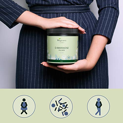 D-Mannose en Polvo 99.9% PURA Vegavero® | Prevención y Tratamiento de Afecciones Urinarias | 250 g | Testado en Laboratorio | Sin Aditivos | Vegano