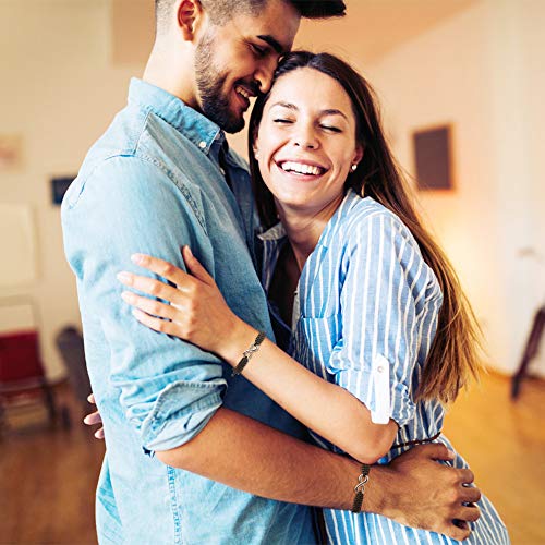 Dadabig 6 PCS Pulseras con Símbolo de Infinito Acero Inoxidable Cuero Brazalete Pulseras de Distancia Larga Cadena Ajustable Pulseras para Mujeres Hombres Familia Amistad,Negro