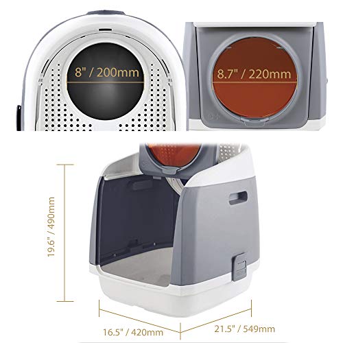 DADYPET Arenero gatos 55*46*49cm Aseo Gatos Doble puerta giratoria Desodorante de carbón activado