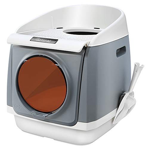 DADYPET Arenero gatos 55*46*49cm Aseo Gatos Doble puerta giratoria Desodorante de carbón activado