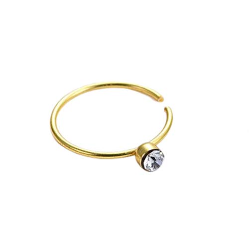 Daesar 1pcs Pendientes Nariz con C Circonita Piercing de Acero Inoxidable Oro