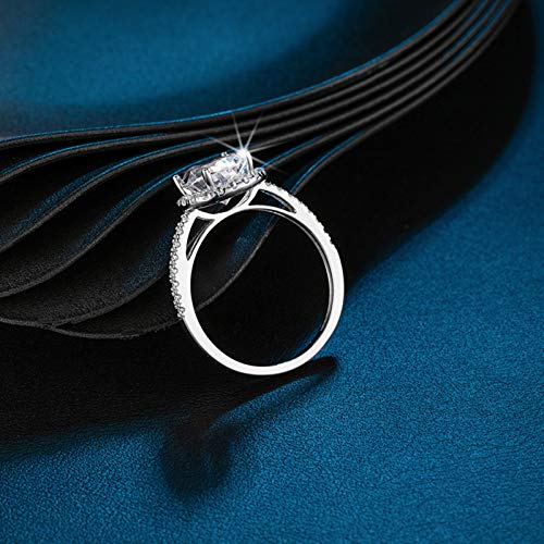 Daesar Anillos Mujer Oro Blanco 14 K Plata Gota de Agua Moissanita Blanca Talla 25