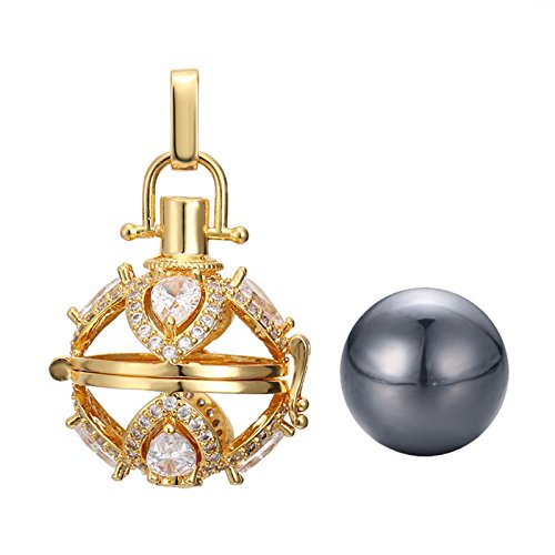 Daesar Chapado en Oro Mujer Collar Difusor de Aceite Esencial de Perfume Collar de Mujer Embarazada Collar Colgante Mujer Blanco CZ Collar Corazón Bola Collar Oro Mujer Bola Negra