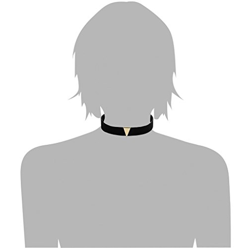 Daesar Joyería Gargantilla Terciopelo Negro para Mujer Velvet Charm Triángulo Cadena Oro Negro Chokers Necklace 31.8+7.3cm