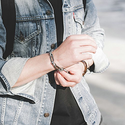 Daesar Pulsera Hombre Pulsera Plata de Ley 925 Hombre Pulsera de Hombre Pulsera Calavera Pulsera Plata Cadena Longitud 21CM