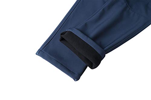 DAFENP Pantalones Trekking Mujer Impermeable Pantalones de Escalada Senderismo Alpinismo Invierno Polar Forrado Aire Libre KZ3339W-Darkblue1-XS