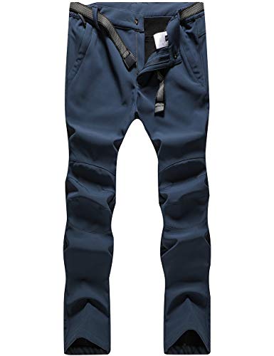 DAFENP Pantalones Trekking Mujer Impermeable Pantalones de Escalada Senderismo Alpinismo Invierno Polar Forrado Aire Libre KZ3339W-Darkblue1-XS