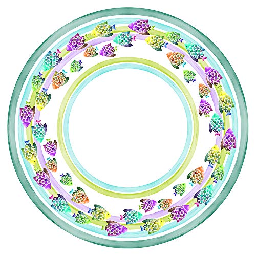 DAGOSTINO HOME - Mantel ACUARIUS El Arte de la Mesa, 180 cm. Redondo para 6 Cubiertos, 100% Algodón, Tratamiento Antimanchas, Diseño Pintado a Mano.