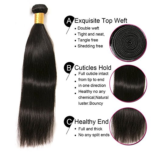 Dai Weier Cabello Virgen Brasileño Recto De 3 Paquetes Trama Remy La Extensión Más Corta 300g Sedoso Negro Natural Grade 8A Uk 8 10 12 Pulgadas