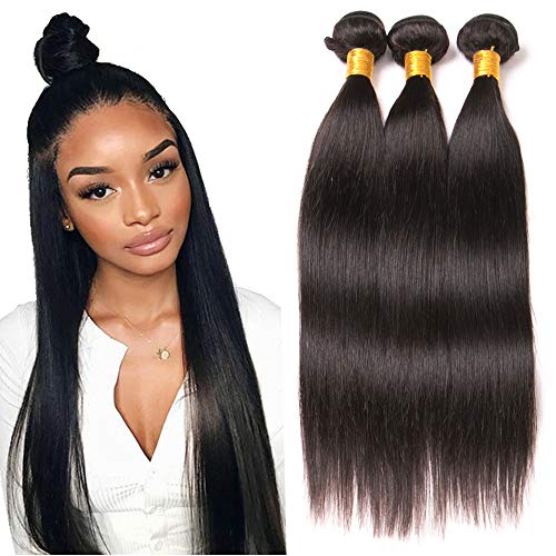 Dai Weier Cabello Virgen Brasileño Recto De 3 Paquetes Trama Remy La Extensión Más Corta 300g Sedoso Negro Natural Grade 8A Uk 8 10 12 Pulgadas