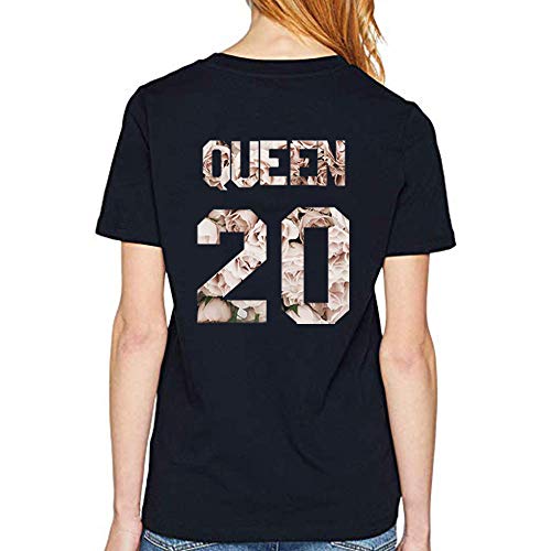 Daisy for U Conjunto de Camisa de Pareja King Queen, Partido de Vestido de Pareja, Tops de Regalo de Camiseta Velentidays, Traje de algodón de 1 Pieza