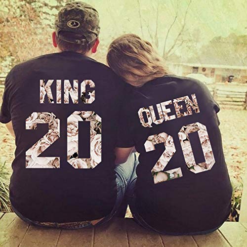 Daisy for U Conjunto de Camisa de Pareja King Queen, Partido de Vestido de Pareja, Tops de Regalo de Camiseta Velentidays, Traje de algodón de 1 Pieza