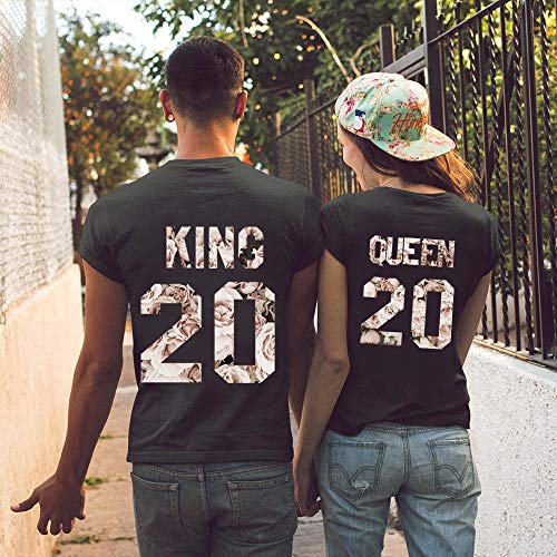 Daisy for U Conjunto de Camisa de Pareja King Queen, Partido de Vestido de Pareja, Tops de Regalo de Camiseta Velentidays, Traje de algodón de 1 Pieza