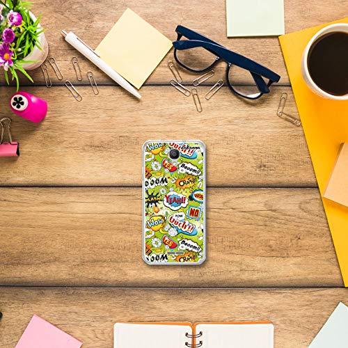 dakanna Funda Compatible con [Alcatel Pixi 4 3G (5.0 Inch)] de Silicona Flexible, Dibujo Diseño [Frases Comic Style Wow], Color [Borde Transparente] Carcasa Case Cover de Gel TPU para Smartphone