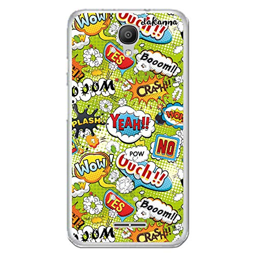 dakanna Funda Compatible con [Alcatel Pixi 4 3G (5.0 Inch)] de Silicona Flexible, Dibujo Diseño [Frases Comic Style Wow], Color [Borde Transparente] Carcasa Case Cover de Gel TPU para Smartphone