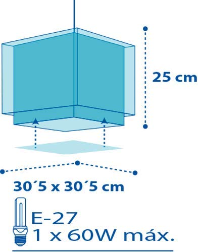 Dalber Lámpara Infantil Colgante de Techo Marinero Petit Marin, azul, 30.5 x 30.5 x 25 cm