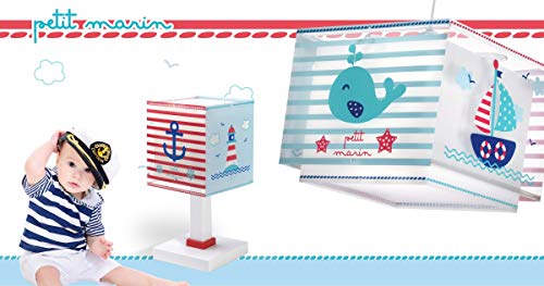 Dalber Lámpara Mesita Infantil Marinero Barco Petit Marin, Azul, 13.5 x 13.5 x 29 cm