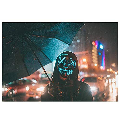 DANGZW Halloween LED Máscaras para Cosplay Festival Party Show Fiesta de Música Mascarada (Azul)