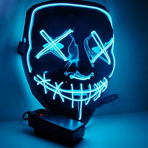 DANGZW Halloween LED Máscaras para Cosplay Festival Party Show Fiesta de Música Mascarada (Azul)