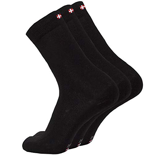 DANISH ENDURANCE Calcetines de Lana Merino 3 Pares (Negro, EU 35-38)